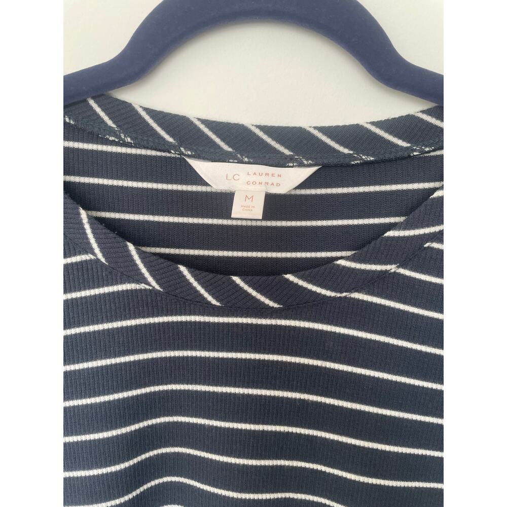 LC Lauren Conrad short sleeves striped shirt dress with tie details Sz M - Picture 3 of 13